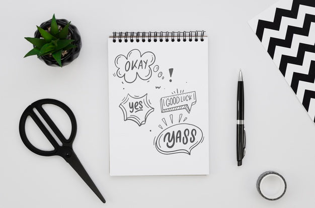 Top View Notepad Mock-Up On White Background Psd