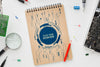 Top View Notepad With Electronics Tools Psd