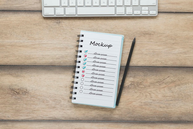 Top View Notepad With Mock-Up Concept Psd