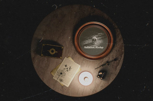 Top View Occultist Decorations On Table Psd