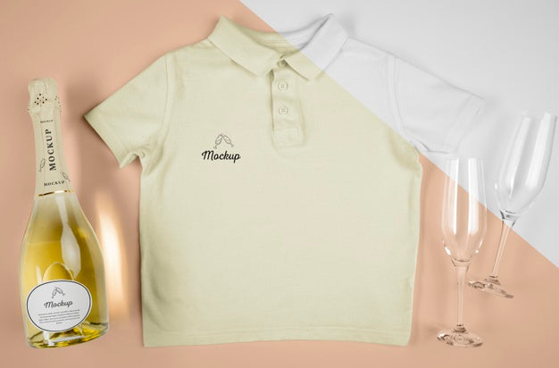 Top View Of A Champagne Bottle On The Table Psd