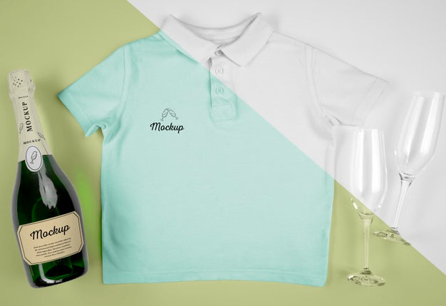 Top View Of A Champagne Bottle On The Table Psd