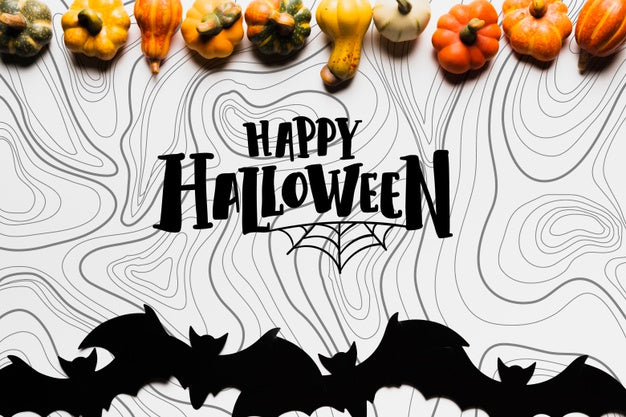 Top View Of Arrangemens Of Pumpkins Psd