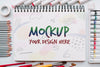 Top View Of Art Concept Mock-Up Psd