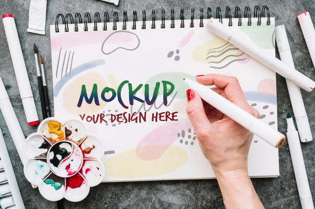 Top View Of Art Concept Mock-Up Psd