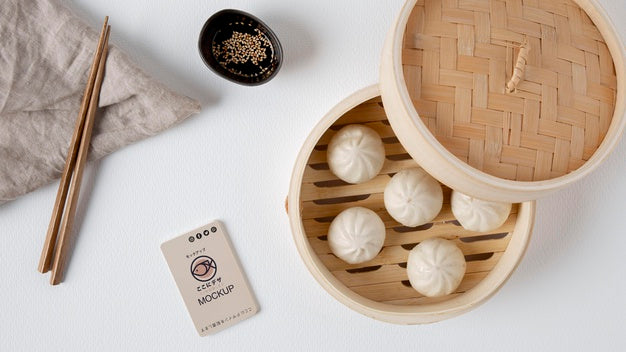 Top View Of Asian Food Concept Mock-Up Psd