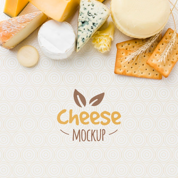 Top View Of Assortment Of Locally Grown Cheese Mock-Up Psd