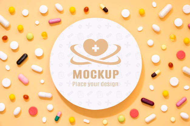 Top View Of Assortment Of Pills And Medicine Psd