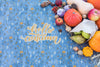 Top View Of Autumn Harvest With Blue Background Psd
