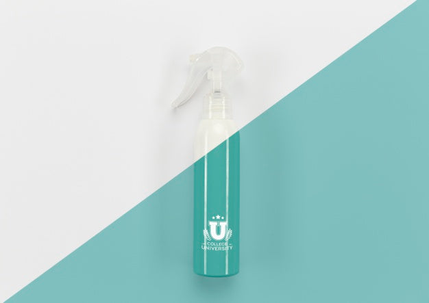 Top View Of Back To School Disinfectant Bottle Psd