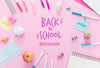 Top View Of Back To School Essentials With Notebook Psd