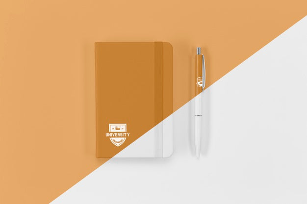 Top View Of Back To School Notebook And Pen Psd