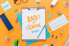 Top View Of Back To School Notepad With Pencils And Essentials Psd