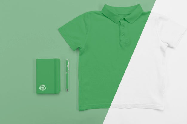 Top View Of Back To School T-Shirt With Notebook And Pen Psd