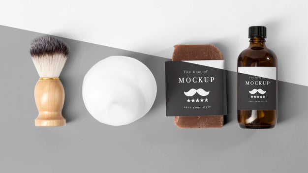 Top View Of Barbershop Items Psd