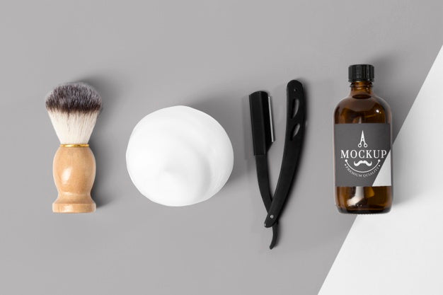 Top View Of Barbershop Tools Psd