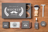 Top View Of Beard Care Products In Set With Soap Psd