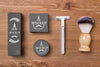 Top View Of Beard Care Products With Brush And Razor Psd