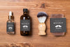 Top View Of Beard Care Products With Brush Psd