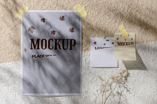 Top View Of Beautiful Autumn Moodboard Mock-Up Psd