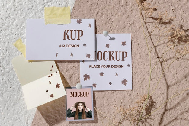 Top View Of Beautiful Autumn Moodboard Mock-Up Psd