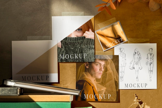 Top View Of Beautiful Autumn Moodboard Mock-Up Psd