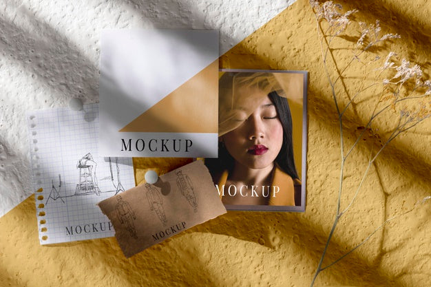 Top View Of Beautiful Autumn Moodboard Mock-Up Psd