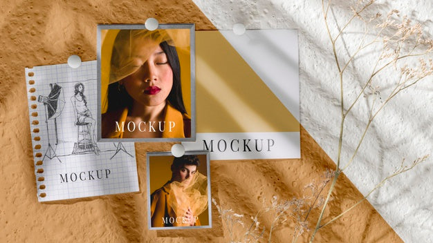 Top View Of Beautiful Autumn Moodboard Mock-Up Psd