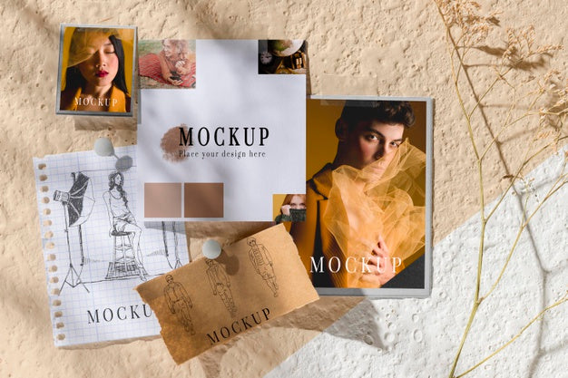 Top View Of Beautiful Autumn Moodboard Mock-Up Psd