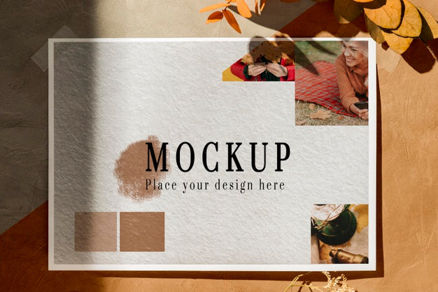 Top View Of Beautiful Autumn Moodboard Mock-Up Psd