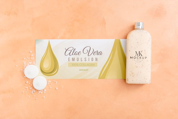 Top View Of Beauty Cosmetics With Aloe Vera Psd