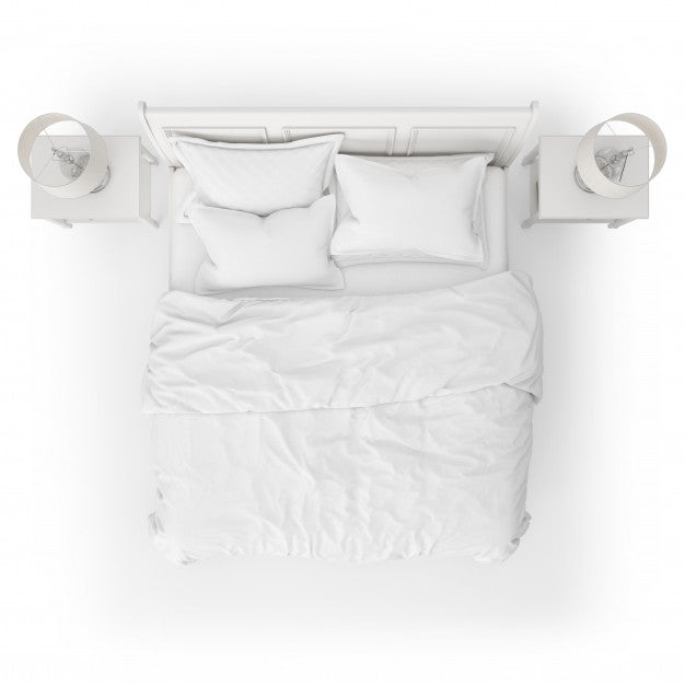 Top View Of Bed Mockup With Night Tables Psd