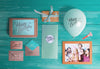 Top View Of Birthday Elements On Wooden Table Psd