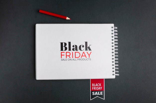 Top View Of Black Friday Concept Mock-Up On Black Background Psd