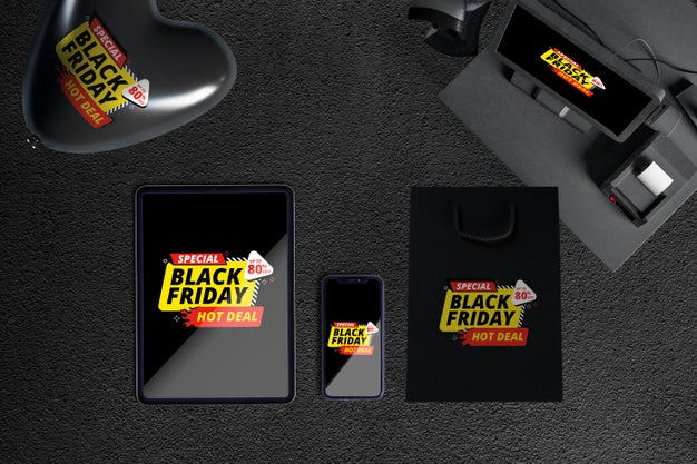 Top View Of Black Friday Scene Creator Psd