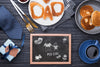 Top View Of Blackboard For Fathers Day With Pancakes And Gift Psd