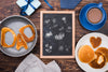 Top View Of Blackboard With Pancakes And Coffee For Fathers Day Psd