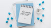 Top View Of Blue Monday Notebooks With Alarm Clock Psd