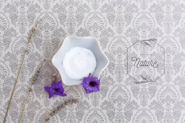 Top View Of Body Butter On Plain Background Mock-Up Psd