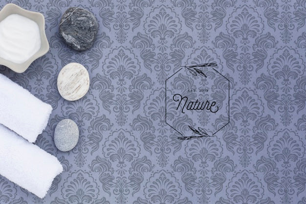 Top View Of Body Butter With Rocks Mock-Up Psd