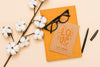 Top View Of Book With Glasses And Cotton Psd