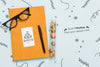 Top View Of Book With Glasses And Pen Psd