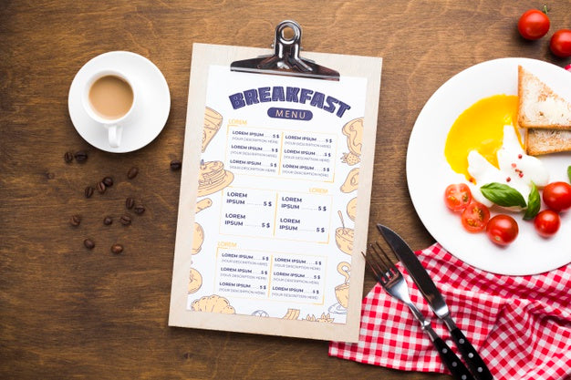 Top View Of Breakfast Food With Toast And Eggs Psd