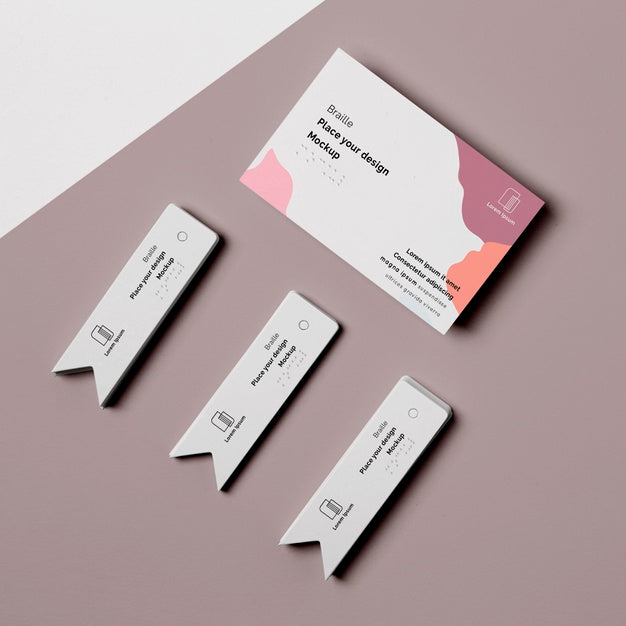 Top View Of Business Card With Braille Writing Psd