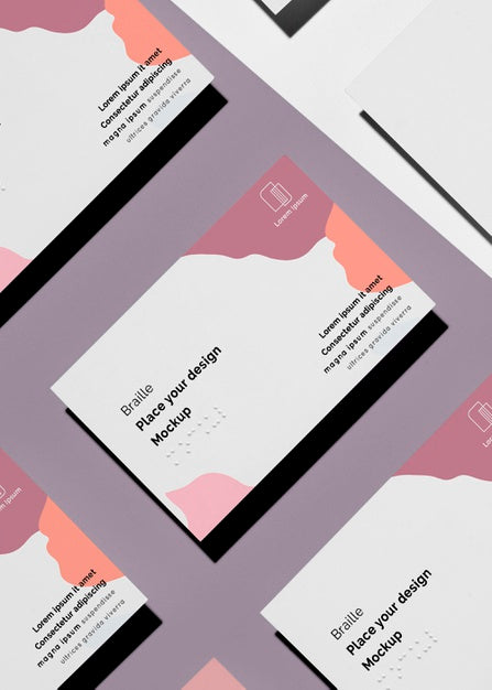 Top View Of Business Cards With Embossed Braille Psd