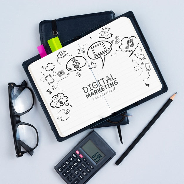 Top View Of Calculator And Notebook Psd