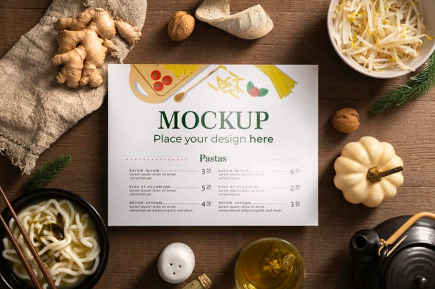 Top View Of Card With Christmas Dishes And Ginger Psd