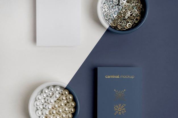 Top View Of Carnival Invitation With Beads Psd