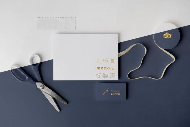 Top View Of Carnival Invitation With Tape And Scissors Psd