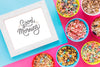 Top View Of Cereal Bowls And Frame Psd